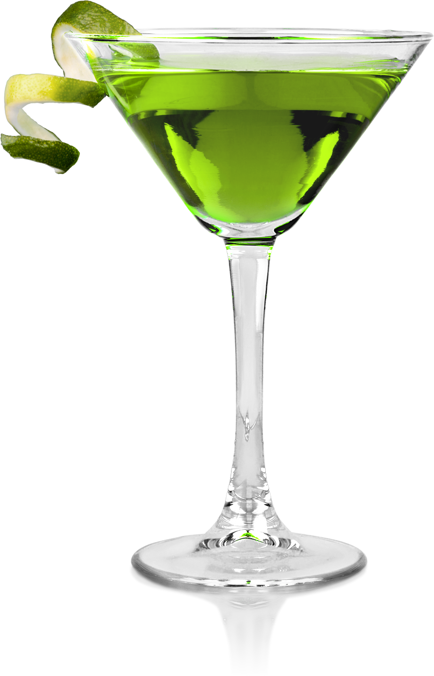 Green Cocktail with Citrus Peel